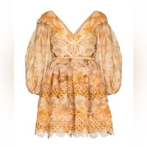 New without tag ZIMMERMANN Tempo silk and linen organza minidress Size AU 0
